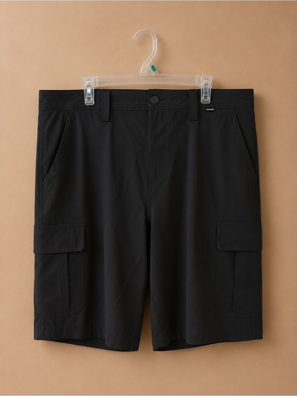 Hurley Black Cargo Shorts with Side Pockets